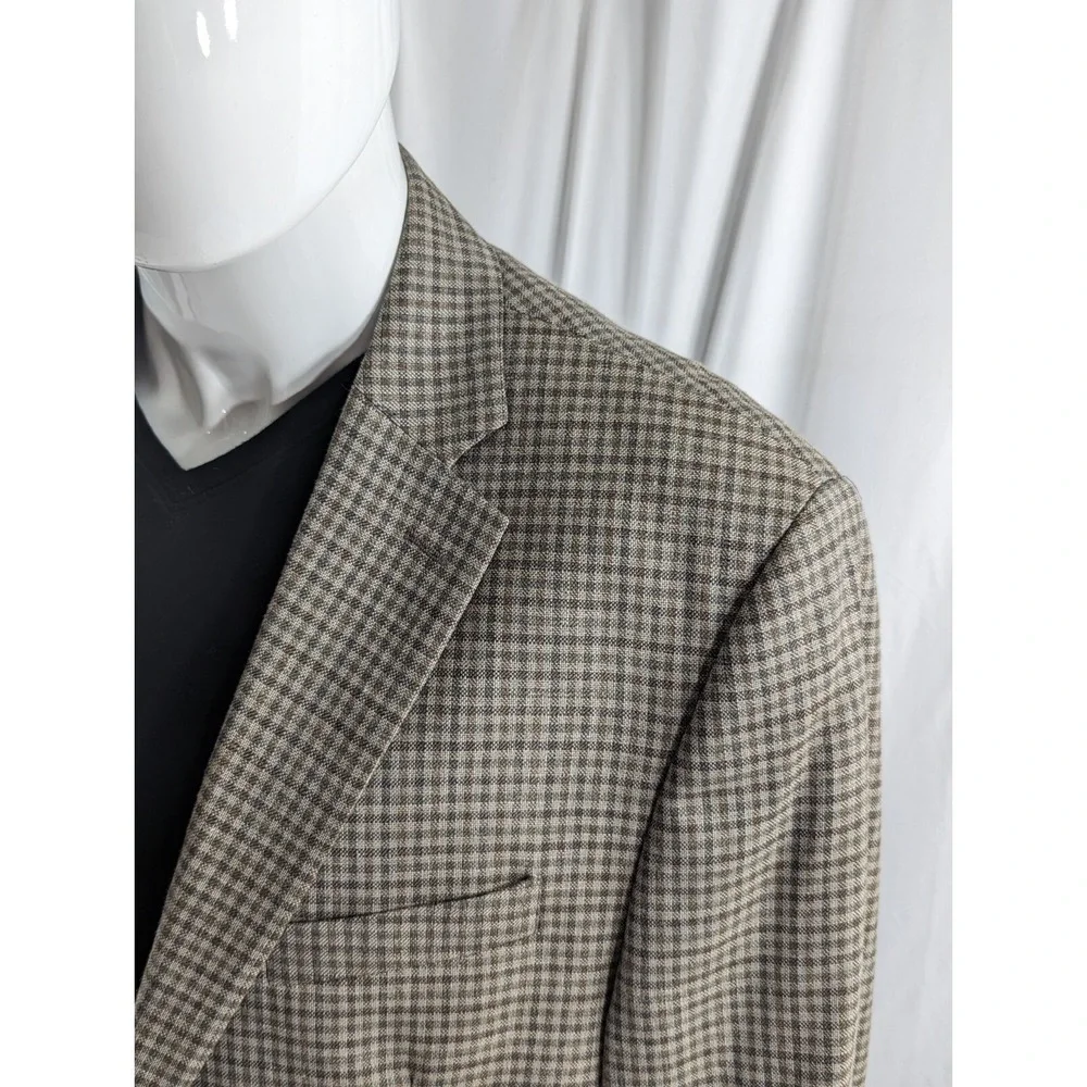 Ralph Lauren Blazer Sport Jacket Coat Silk Wool Linen Blend 44L‎ Tight Plaid EUC